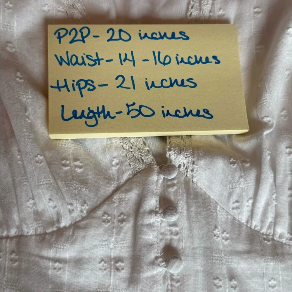 Jessica Simpson White Eyelet Button-Front Maxi Dress with Puff Sleeves- Like New - Picture 8 of 8